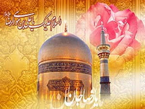 استقبال مردم بخش احمدی از خادمین و پرچم بارگاه امام رضا (ع)
