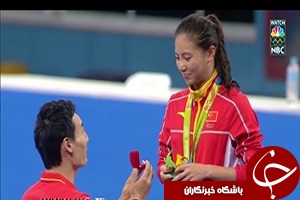 خواستگاری روی سکوی مدال المپیک از قهرمان چینی + فیلم