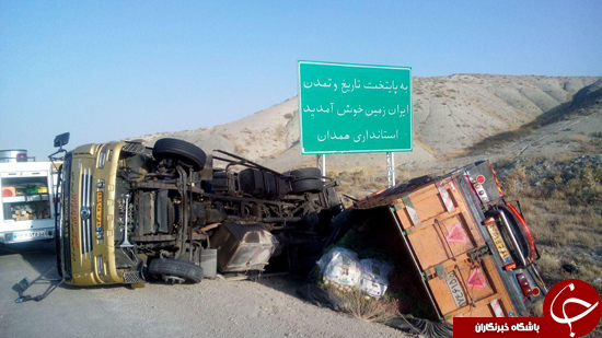 نجات معجزه آسای راننده خاور بعد از برخورد شاخ به شاخ + عکس
