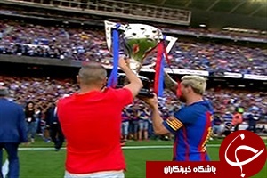 نمایش جام قهرمانی فصل پیش بارسلونا در نیوکمپ + فیلم