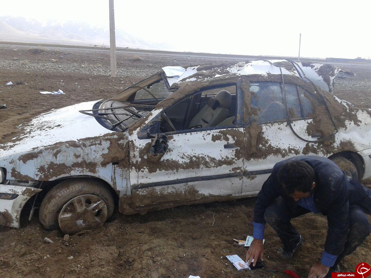 راننده سمند از واژگونی سهمگین جان سالم بدر برد + تصاویر