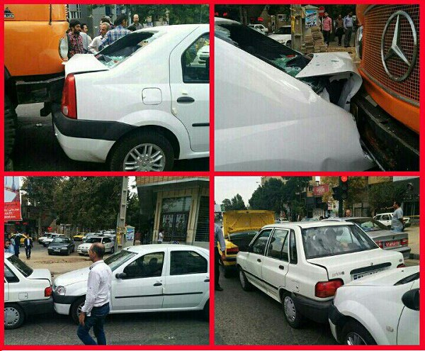 شهروند خبرنگار؛ تصادف زنجیره ای در میدان جهاد
