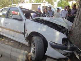 مرگ راننده پژو در برخورد با درخت