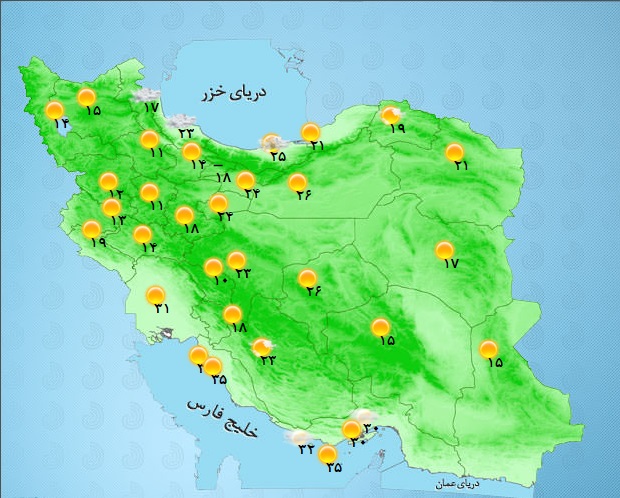رگبارورعدوبرق در استان های شمالی و غربی
