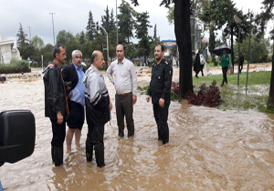 حضور بسیجیان رامسر برای مقابله با سیل