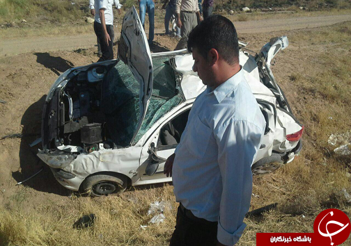واژگونی خودرو با دو مجروح +تصاویر