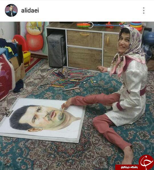 تشکر دایی از دختری که تصویر وی را با پاهایش کشید! + عکس تشکر دایی از دختری که تصویر وی را با پاهایش کشید! + عکس