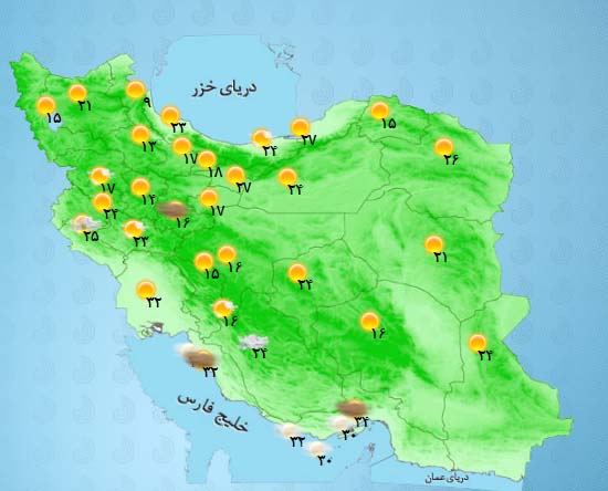 بارش های پراکند در بوشهر +جدول