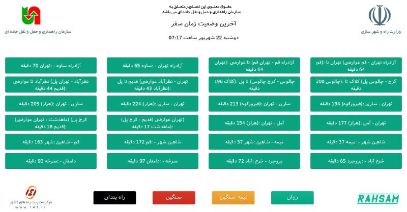 ترافیک روان در تمامی محورهای مواصلاتی/بارش باران در اردبیل و مازندران