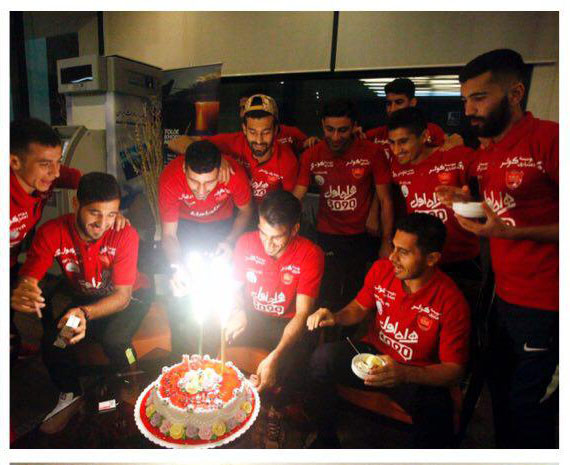 جشن تولد ستاره پرسپولیس تمرین قبل دربی + تصاویر