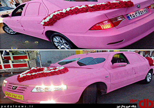 عکس/ ماشین عروس صورتی