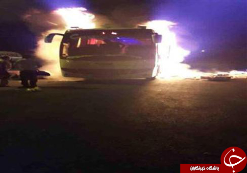 آتش گرفتن کامل یک اتوبوس در جاده خرم آباد- زال+تصاویر