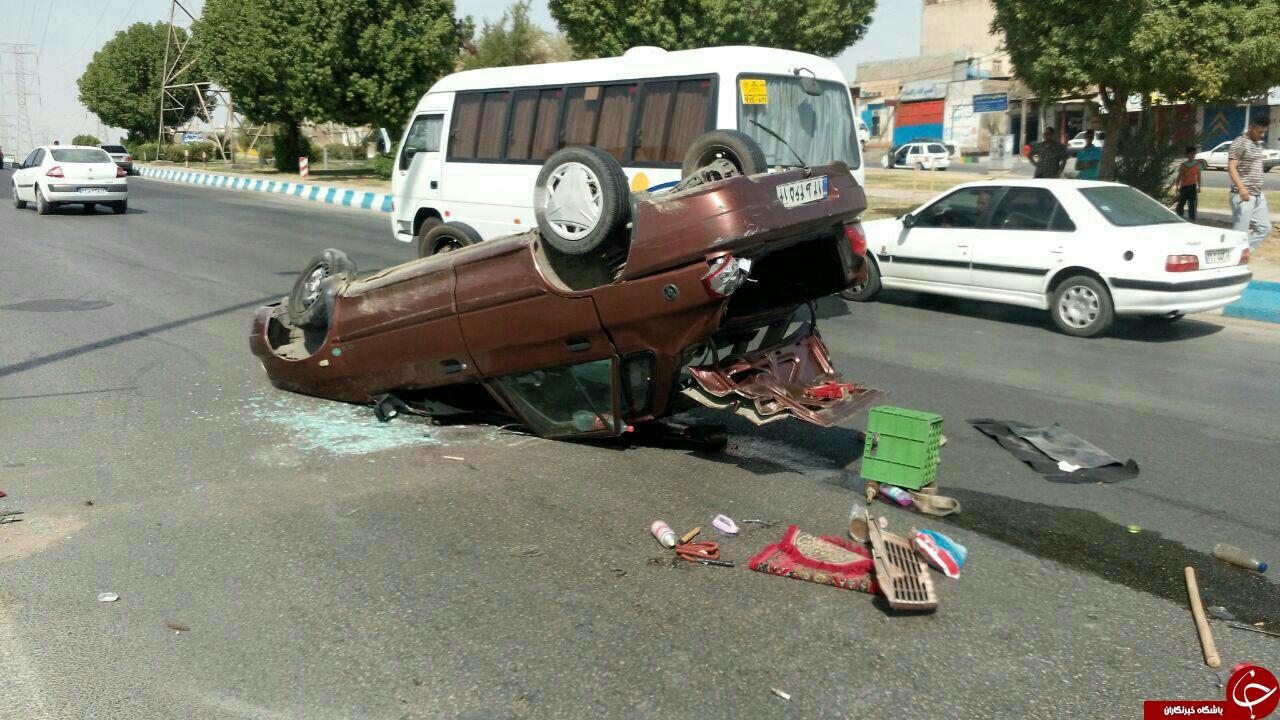 واژگونی خودرو در بلوار پاسداران + عکس