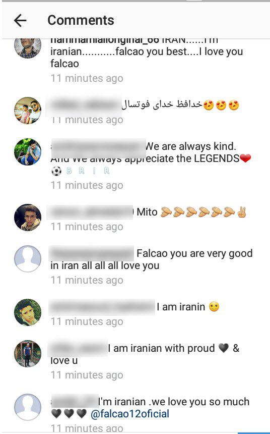 سیل کامنت&zwnj;های کاربران فارسی&zwnj;زبان در صفحه ستاره فوتسال برزیل +عکس