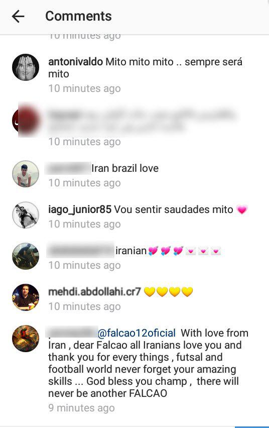 سیل کامنت&zwnj;های کاربران فارسی&zwnj;زبان در صفحه ستاره فوتسال برزیل +عکس