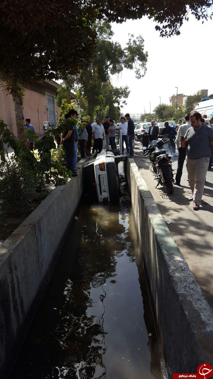 چپ کردن پراید در جوی آب! + تصاویر