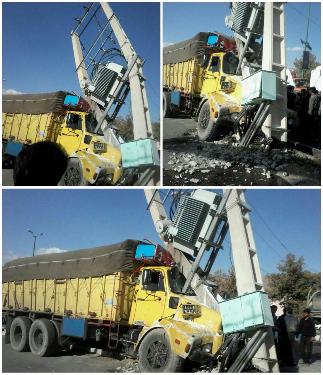 برخورد کامیون با ترانس برق موجب قطع برق ۴ روستا شد