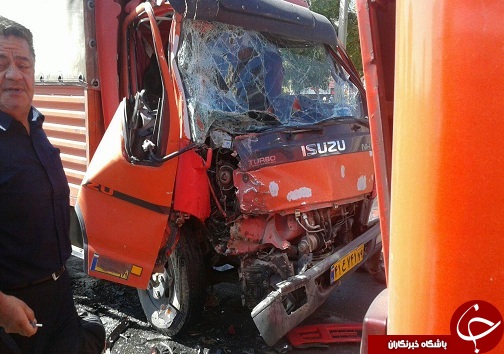 برخورد کامیونت با اتوبوس خط واحد