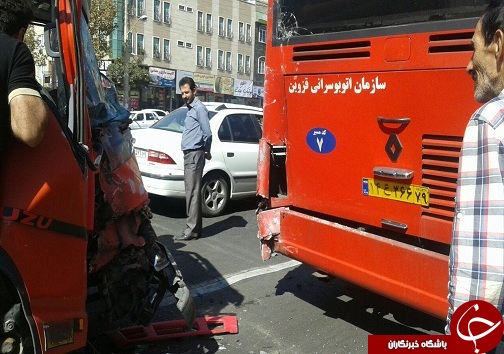 برخورد کامیونت با اتوبوس خط واحد