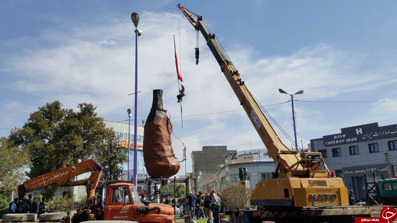 نصب بزرگترین مشک جهان در خوی + تصاویر