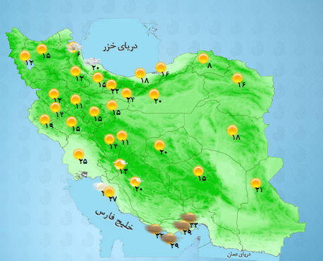 اختلاف دمای 32 درجه ای میان سرد ترین و گرم ترین استان های کشور+ جدول
