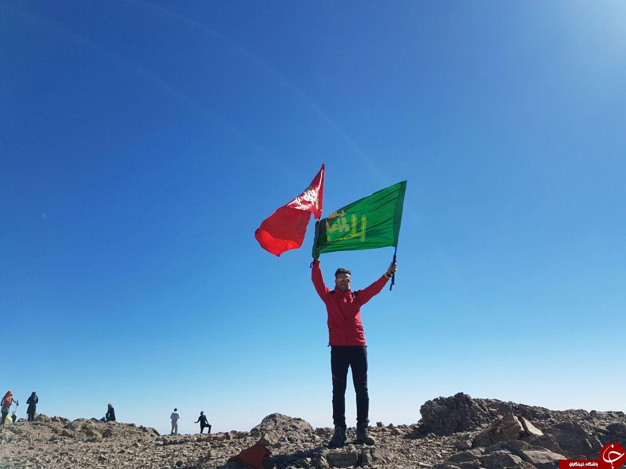 اهتراز پرچم یا حسین (ع) در بلندترین قله سمنان + تصاویر