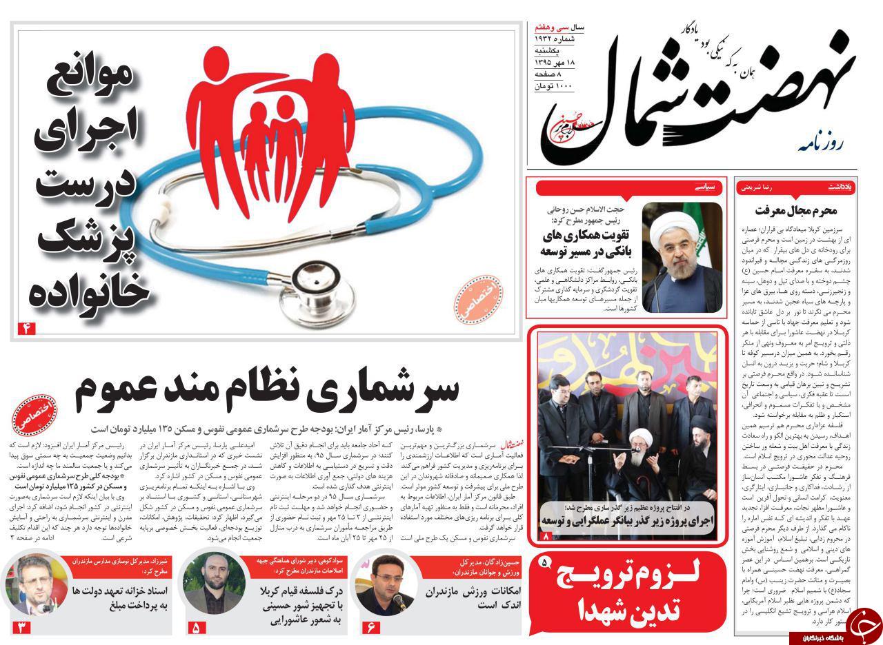صفحه نخست روزنامه های استان یکشنبه 18 مهرماه صفحه نخست روزنامه های استان یکشنبه 18 مهرماه
