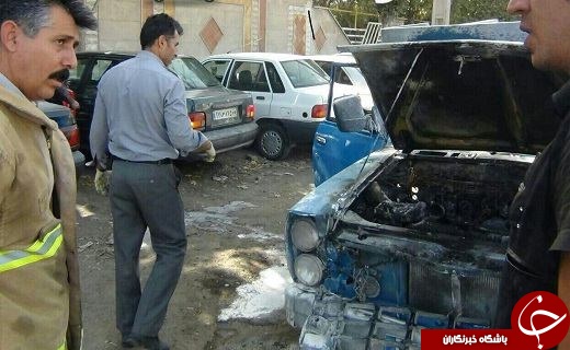 آتش گرفتن خودروی نیسان و مرگ راننده