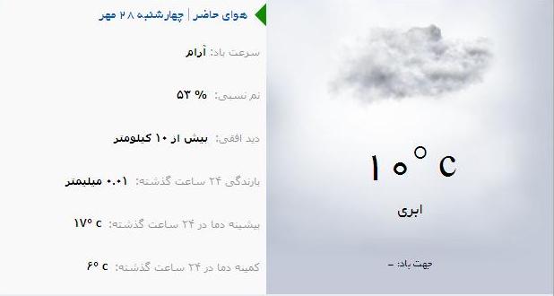 آب و هوا - آذربایجان شرقی 28مهرماه  95