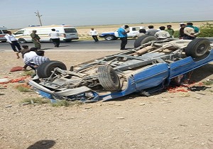 واژگونی خودور و مرگ راننده