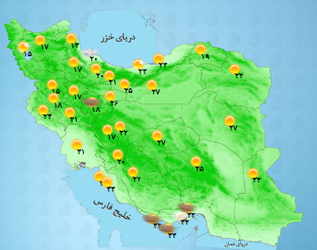 افزایش دما در مناطق مختلف کشور+جدول