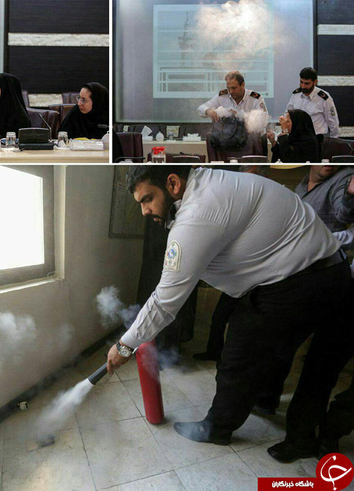 حریق در نشست خبری آتش نشانی+ تصویر