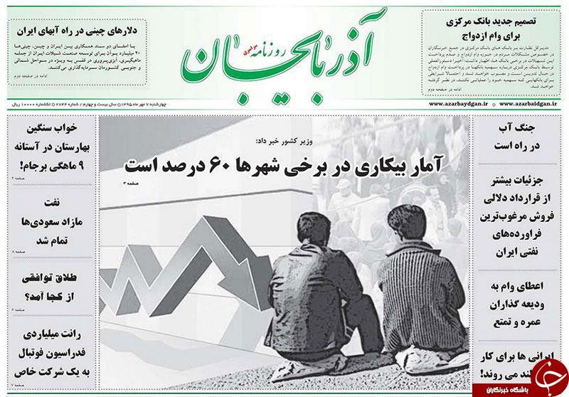 صفحه نخست روزنامه استان&zwnj;آذربایجان شرقی 4 شنبه 7 مهرماه