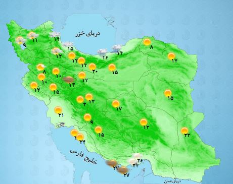 بارش باران در سواحل دریای خزر
