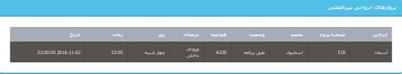 جدول برنامه های هواپیمایی آذربایجان غربی در 12 آبان 95