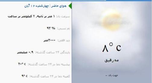آب و هوا - آذربایجان شرقی 12آبان ماه  95