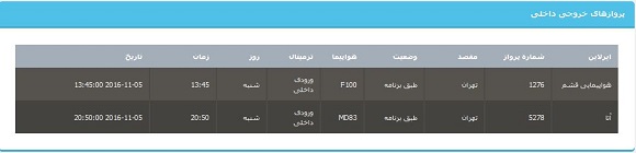 جدول برنامه های هواپیمایی آذربایجان غربی در 15 آبان 95