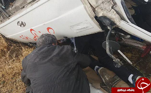واژگونی مینی بوس کارمندان شرکت نفت بخیر گذشت + تصاویر