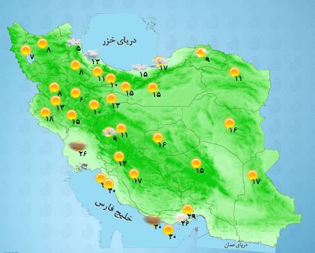 اختلاف دمای 36 درجه میان سرد ترین و گرم ترین استان های کشور+ جدول