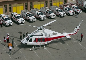انتقال مصدومان حادثه رانندگی با بالگرد هلال احمر