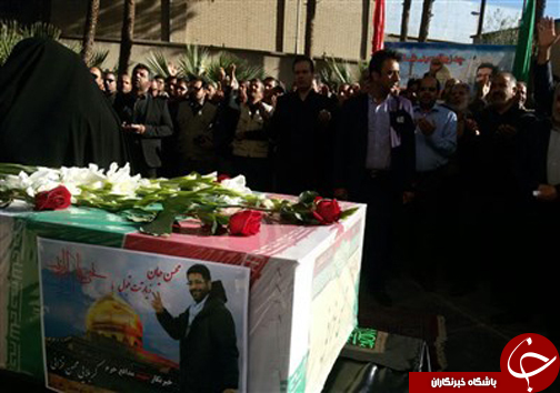وداع همسنگران رسانه ای با پیکر شهید خبرنگار مدافع حرم + تصاویر