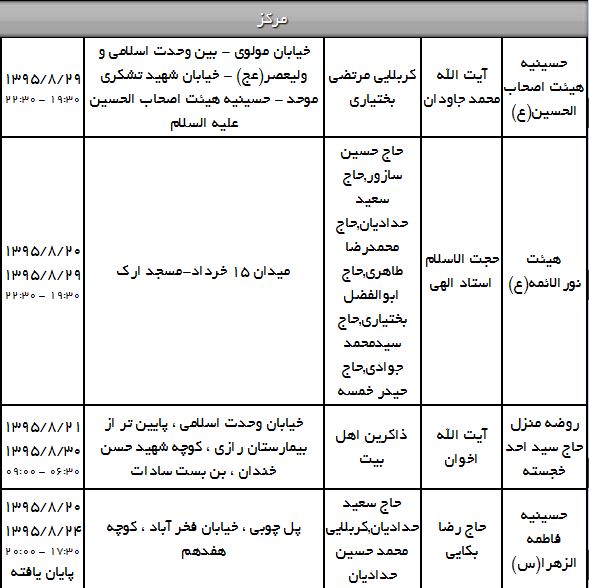 ایام اربعین کجا هیأت برویم؟ + جدول