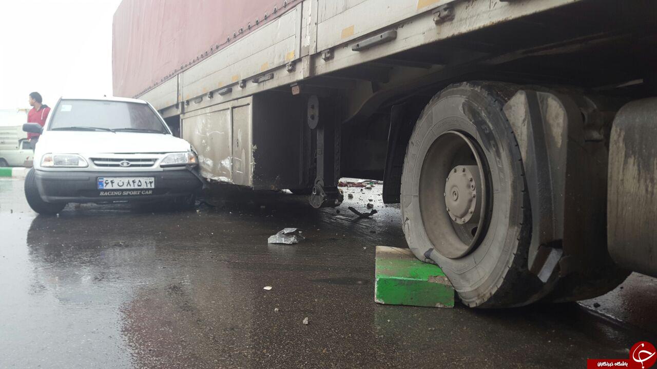 تصادف سه دستگاه خودرو سبک و سنگین در بزرگراه بابانظر + تصاویر
