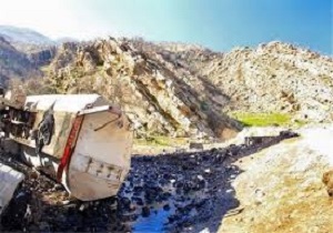 واژگونی تانکر حامل سوخت در مسیر سقز به مریوان