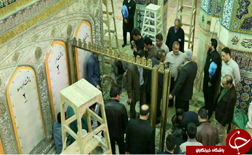 بسته شدن روضه منوره حرم مطهر رضوی به دلیل جابجایی شیشه حایل آن