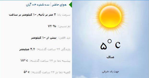 آب و هوا - آذربایجان شرقی 4 آبان ماه  95