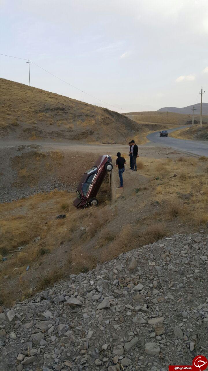 تلفن همراه، پژو 405 را واژگون کرد + تصاویر