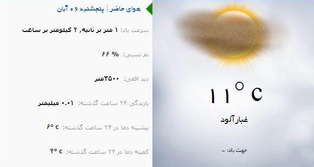آب و هوا - آذربایجان شرقی 6 آبان ماه  95