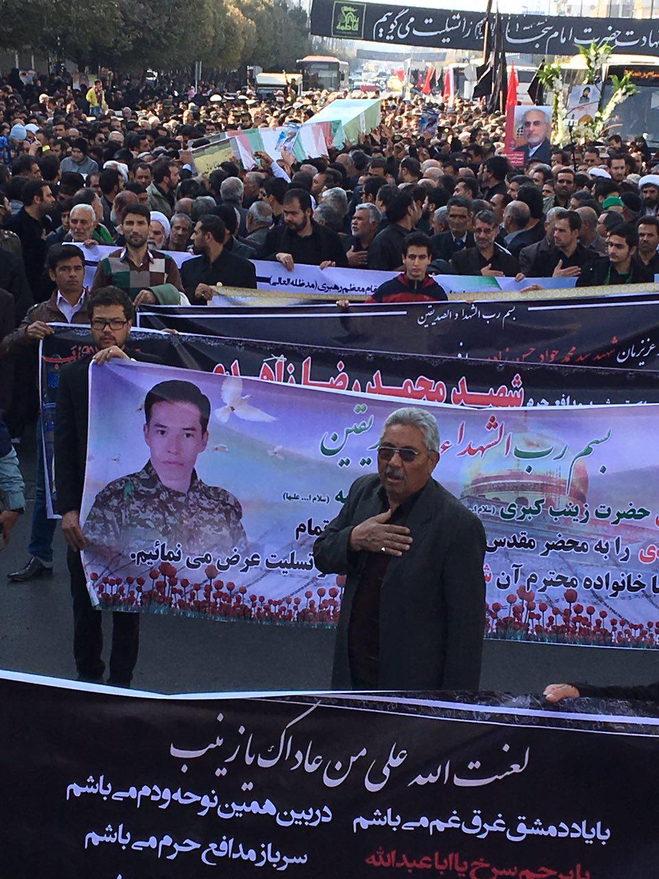 پیکر سه شهید مدافع حرم در مشهد تشییع شد