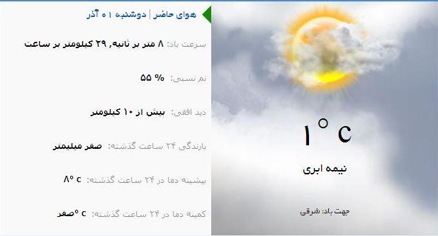 آب و هوا - آذربایجان شرقی اول آذر ماه  95